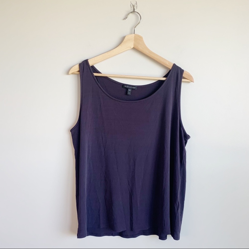 Eileen Fisher 100% Silk Purple Tank Top Shirt XL